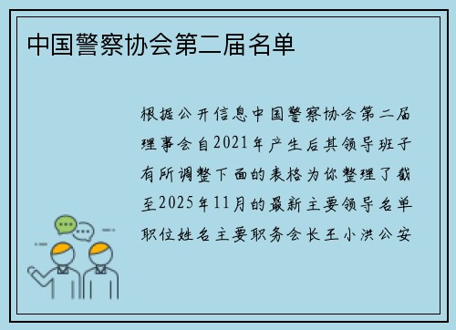 中国警察协会第二届名单
